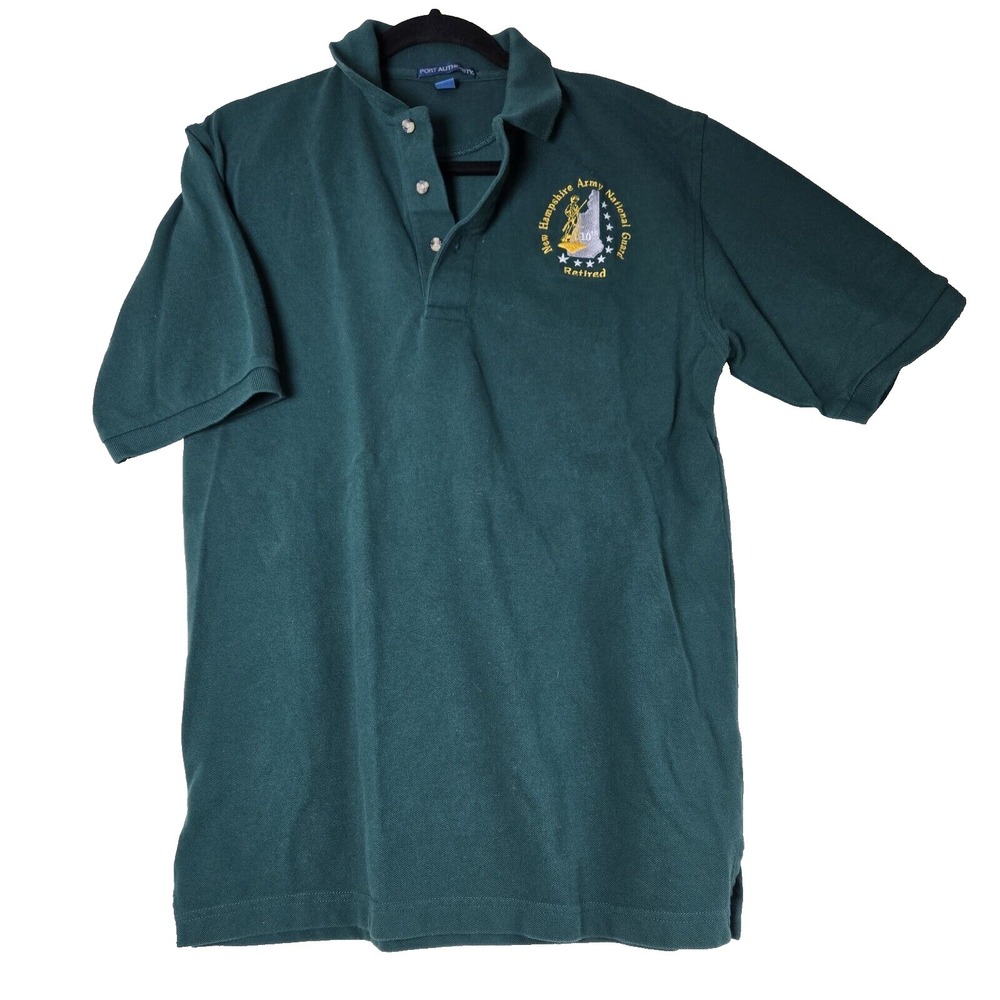 Port Authority Polo NH National Guard Retired Embrodery Mens‎ M Green